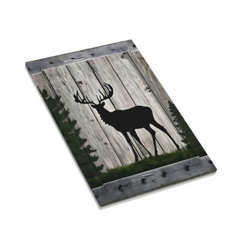 Decorative Light Switch Cover Plate Rustic Deer Elk Forest Grey Wood Board 1 Gang No Device Single Blank Outlet Covers Wall Plate Cover Switchplate Electrical Faceplate