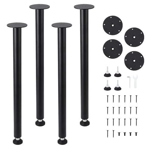 Euker(ユーカー)アイアンレッグ テーブル 脚 4本セット 高さ40.6Cm 荷重540Kg 高さ調整 Diy 脚のみ パーツ 家具脚 ローテーブル/ベンチ/テレビボード 丸型