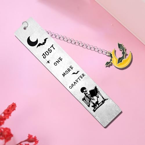 Halloween Bookmarks for Women Men Gifts for Book Lovers Spooky Bookmark Horror Gifts Skull Bookmark for Friend Just One More Chapter