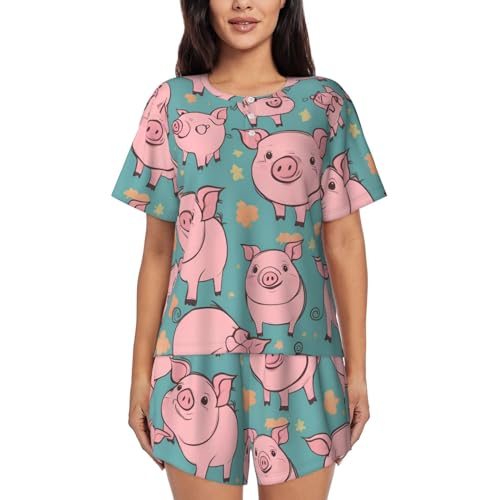 Pyjama pour femme doux en fond de porc avec short respirant