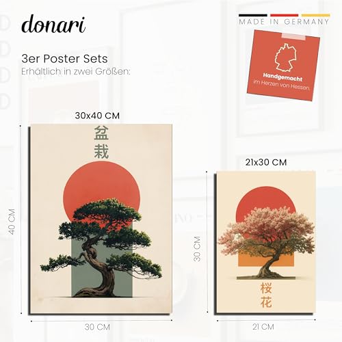 Donari Japan Poster Set – Wandbilder mit asiatischen Motiven | Kyoto, Tokio & traditionelle Kultur | Geschenkidee für Japan-Fans (Set 6 - Bonsai x Bambus, 21x30 cm, Ohne Rahmen)