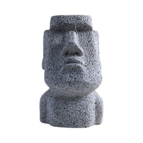 Eyeglasses Holder Stand - Easter Island Moai Statue Design, Resin Glasses Display for Desk, Sunglasses Organizer, Unique Home Office Decor, Gift Idea for Eyewear Lovers (Rock Grey)