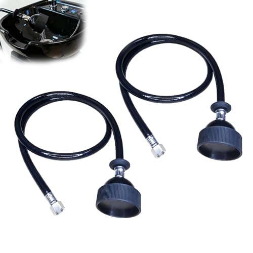 2 Pcs Shampoo Bowl Sprayer Head with Black Rubber Hose Kit 1/4 Thread for Salon Sink Barber Shop Spa Basin & Most Commercial Shampoo Systems