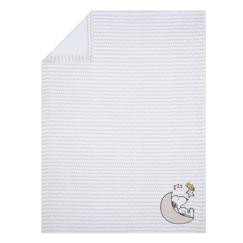 Image of Snoopy Love Soft White /Taupe Fleece Baby Blanket w / Applique