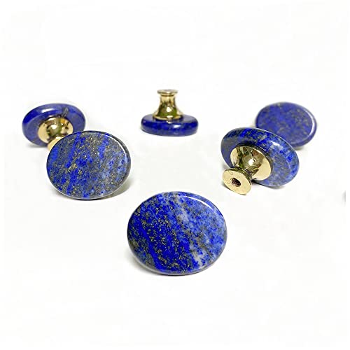 UULU Lot de 4 Boutons Lapis naturelle, Poignées en haute qualité pierre naturelle, bouton de meuble, pour tiroir, armoire, cabinet, porte, placard, commode,...