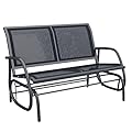 Outsunny 2-Person Outdoor Glider Bench, Patio Double Swing Rocking Chair Loveseat w/Powder Coated Steel Frame for Backyard Garden Porch, Black