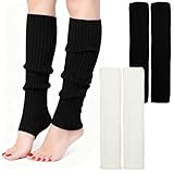 Soleeya 2 Pares Calentadores Piernas Mujer Invierno Calcetines Largos de Piernas de Punto para Invierno, Leg Warmers Elasticidad Calentadores Calentadores de Rodilla para Botas(2 Colores)