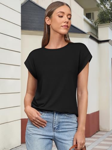 ATHMILE Womens Tops Basic T Shirts Summer Business Dressy Casual Cap Sleeve Tee Cute Clothes Trendy Fashion Outfits2
