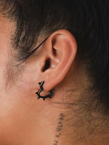 Sacina Huggie Hoop Spike Heart Earrings, Gothic Punk Grunge Emo Y2k Earrings, Goth Jewelry, Christmas Jewelry Gift For Women2