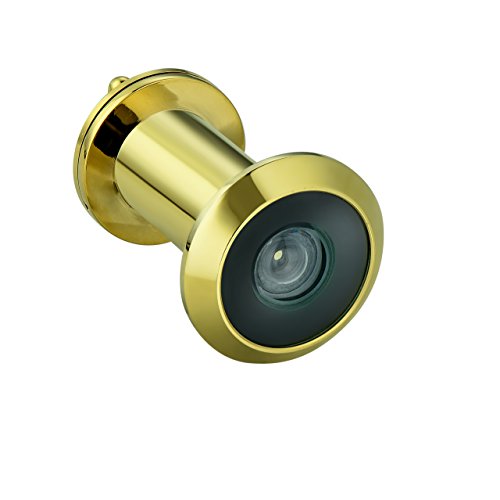 Image of TOGU TG2814YG-PVD Gold UL Listed Solid Brass HD Glass Lens 220-degree Door Viewer Peephole with Heavy Duty Privacy Cover for 1-3 /8 inch to 2-1 /6 inch Doors, PVD Gold Finish