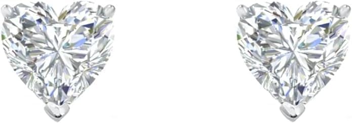 1 Ct Heart Shape Lab Grown Diamond Stud Earrings 14K White Gold Screw Back Sparkling Jewelry Ideal for Daily, Work & Party Wear