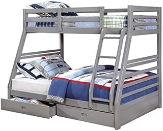 Pemberly Row Wood Twin Over Full Bunk Bed in Gray