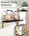 BAYKA Wall Shelves for Bedroom Decor, Floating Shelves for Living Room Kitchen Storage, Mounted Rustic Wood Floating Shelves for Kids Books, Corner Shelves for Bathroom, Office(Black Gold,Set of 3)
