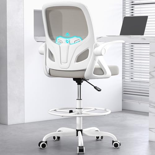 Kensaker Tall Drafting Chair with Footrest Ring for Home and Work, Ergonomic Home Desk Office Chair...