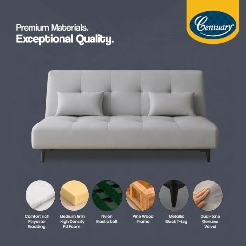 Image of Centuary EasyFlip Sofa Cum Bed, 3-in-1 Sofa,Recliner & Double Bed,Grey Mist