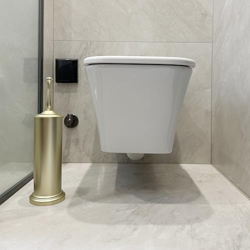 Image of Satin Matte Soft Gold Toilet Bowl Brush with Holder, Durable Bathroom Cleaning Tool, Modern Design for Easy Toilet Maintenance, Bathroom Cleaner Brush for Efficient Cleaning and Hygiene