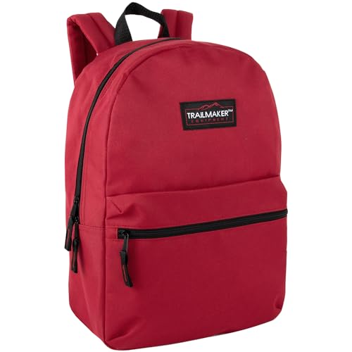 Trail maker Classic 17 inch Backpacks with Adjustable Padded Straps | School Backpacks for Girls, Boys (Red)