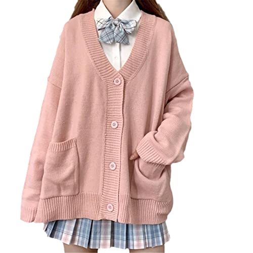Image of Womens Japanese Cute Kawaii Knitted Cardigan Sweater Cosplay Long Sleeve Button Down JK School Uniform Jacket