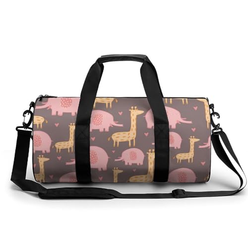 Sac de sport girafe éléphant 45x23x23cm parfait pour le week-end