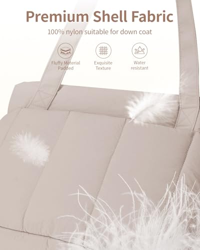 Image of Narwey Puffer Tote Bag for Women Girl, Puffy Travel Gym Shoulder Handbag