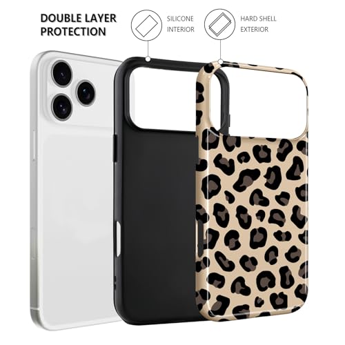 Image of Magnetic for iPhone 17 Pro Case for Women Men, Brown Leopard | Cool Cheetah Pattern Design [Compatible with MagSafe] 2-Layer Hybrid Shockproof Glossy Protective Cover