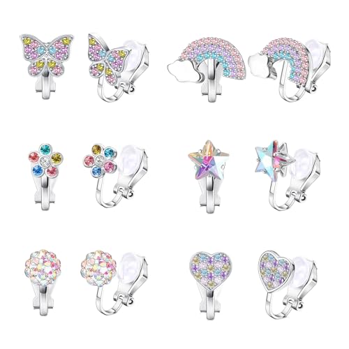 Goiern 6 Paar Hypoallergene Ohrclips für Mädchen Clip Ohrringe...