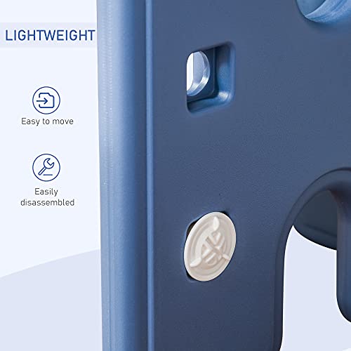 Qaba Kids Table And Chair Set, Activity Desk With Bookshelf & Storage For Study, Activities, Arts, Or Crafts, Blue And White #TOP6