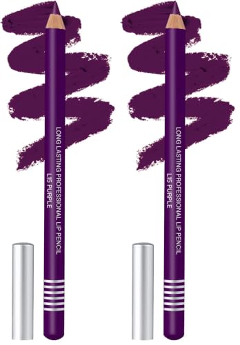 Image of Colors Queen Lip Liner Pencil | Long Lasting & Waterproof Formula | Matte Lip Liner Pencil for Women (L-15, Purple) (Pack of 2)