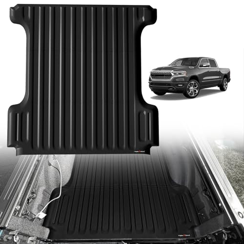 Image of TripleAliners Truck Mat Compatible with 2009-2026 Ram 1500 & 2019-2024 Classic 5.7FT Accessories, Truck Bed Mat Heavy Duty Custom Fit All Weather Protection TPE Pickup Liner, Won't fit Rambox