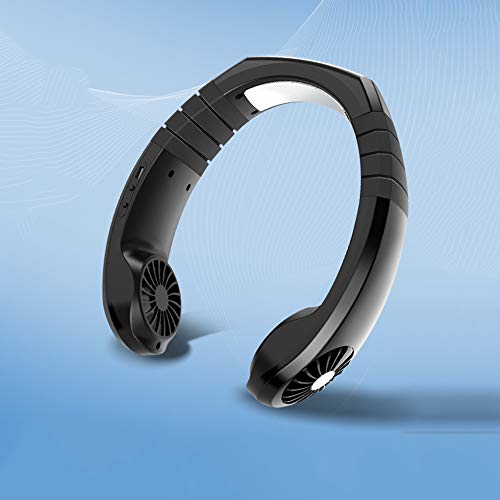 HXSM Portable Neckband Fan USB Mini Fan Hanging Neck Fan with 3 Speed Adjustable Office Personal Air Circulator Fan Earphone Design