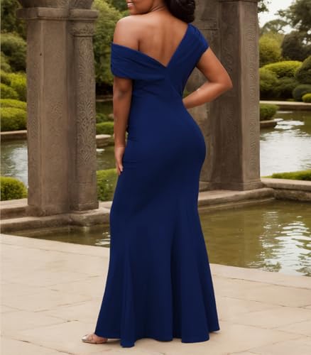 Image of Formal Dresses for Women Elegant Off Shoulder Evening Party Gowns Sexy Bodycon Ruched Prom Wedding Guest Dress