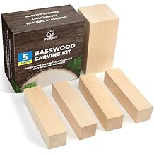 BeaverCraft Basswood Carving Blocks 5PCS Whittling Wood for Carving - Large, Small Wooden Blocks for Crafts, Unfinished Wood BW1