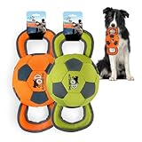 ALL FOR PAWS Ballistic Handle Ball Durable Dog Toy with Squeaker, Tough Dog Toy for Aggressive Chewers, Interactive Handle for Medium Dogs (One Ball – Green or Orange)
