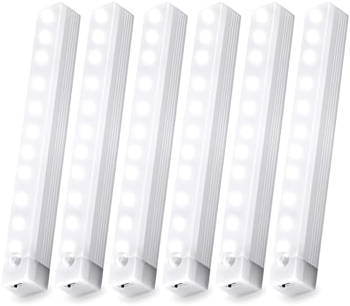 6 Pack Under Cabinet Light,Motion Sensor Rechargeable LED Lights with Magnetic,Indoor Wireless Closet Lights for Kitchen, Cabinet,Stairs 8 inch