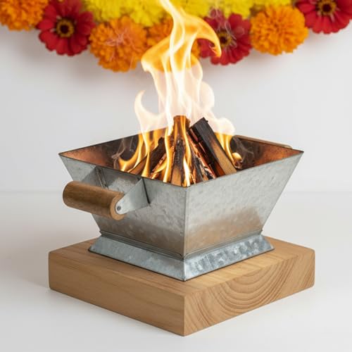 Image of PrettyKrafts 9 Inch Hawan Kund for Home | Metal Havan Kund | Hawan Kund for Pooja | Traditional Hawan Kund for Puja, Yagyas, Vastu Shanti, Grah Pravesh & Weddings