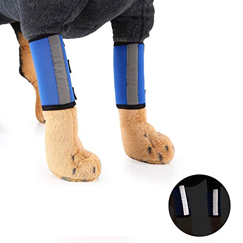 Image of 1 Pair Reflective Tape Elbow Protectors, Dog Front Leg Braces Pet Knee Pads Dog Elbow Protector Help with Injuries Sprains and Loss of Stability Caused by Arthritis(S, Blue)