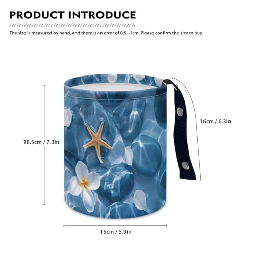 Image of Sea Beach Starfish Car Trash Bag Car Trash Can with Adjustable Buttons Collapsible Multipurpose Car Storage Bag Road Trip Essentials