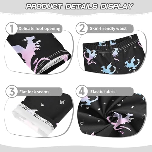 ALAZA Girls' Leggings Children's Yoga Pants Skinny Printed Dance Pterosaur Black Comfortable 4T2