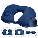 CELAHE Inflatable Travel Neck Pillow, Portable Airplane Pillow and Cervical Neck Pillow for Kids + Adults, for Lightweight Support in Airplane, Car, Train, Bus and Home, with Storage Bag