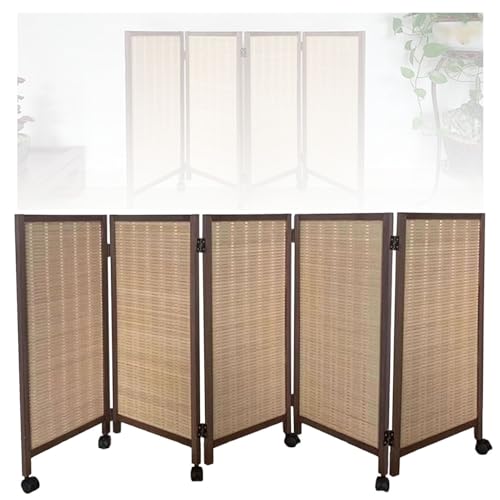 Paravent pliable 5 pièces en tissu cloison de séparation courte amovible et légère