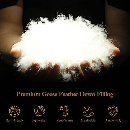 DWR Luxury Down Feather Fibers Comforter Full/Queen, Hotel-Style Fluffy Duvet Insert, Ultra-Soft Cotton Blend Fabric, High Fill Power 46oz Medium Weight for All Season(90x90, White) - Image 6