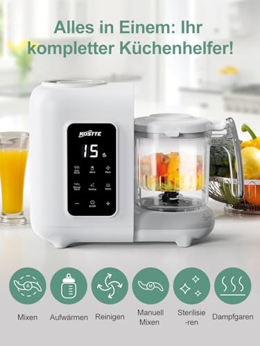 KOSTTE Babynahrungszubereiter 6-in-1, Dampfgarer Mixen mit Auftauen – Ansicht 2