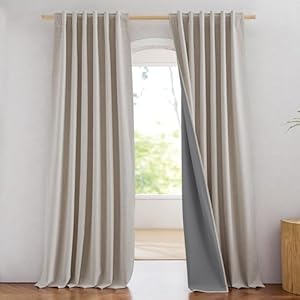 NICETOWN 100% Blackout Linen Curtains 90″...