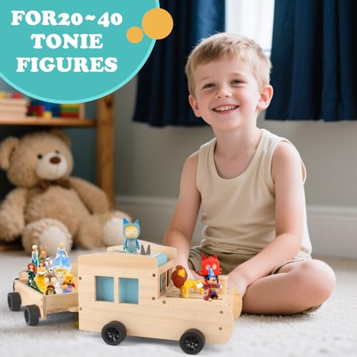 Image of Train for Tonies Box 1 /2 Organizer Storage Shelf, Wooden Bus Magnetic Storage Holder for Toniebox Player Tonies Figures Characters for Children, Display Collection 20~30 Tonie Box Characters