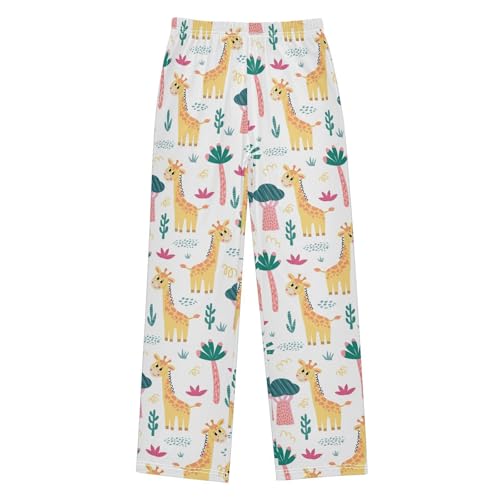 ZZXXB Lovely Giraffe and Tree Boys Long Pants Soft Trousers Elastic Waist Kids Lounge Bottoms with Pockets S-XL