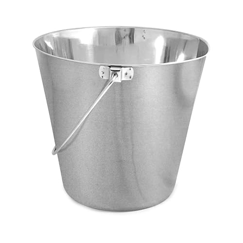 PetYupp Heavy Duty Stainless Steel Bucket 1 Gallon - 4 Quart Flat Side Metal Bucket for Feeding & Watering Pets, Livestock & Cleaning - Perfect for Crates, Kennels, Cages & Hang on Fences