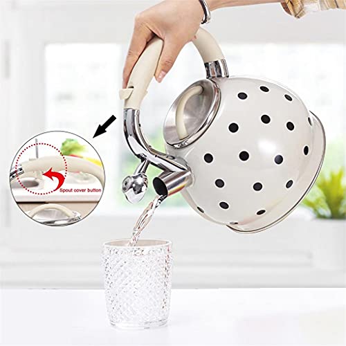 Pot à sifflet en acier inoxydable 3.5L théière blanche - 5