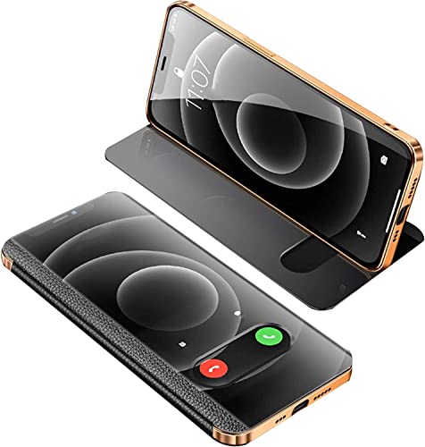 Étui en cuir pour iPhone 12 Pro, housse haut de gamme en cuir véritable rétro noir