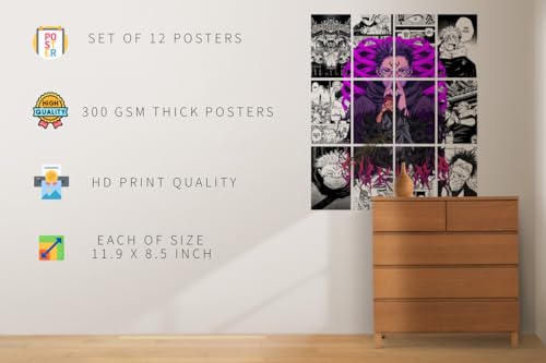 Image of VEENSHI sukuna poster jujutsu kaisen wall poster anime poster (size : 11.9x8.3 inch)
