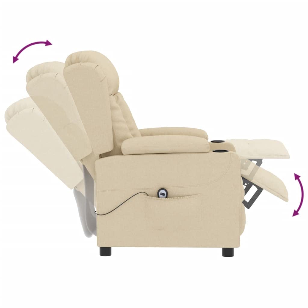 vidaXL Sillón reclinable eléctrico de Tela Crema